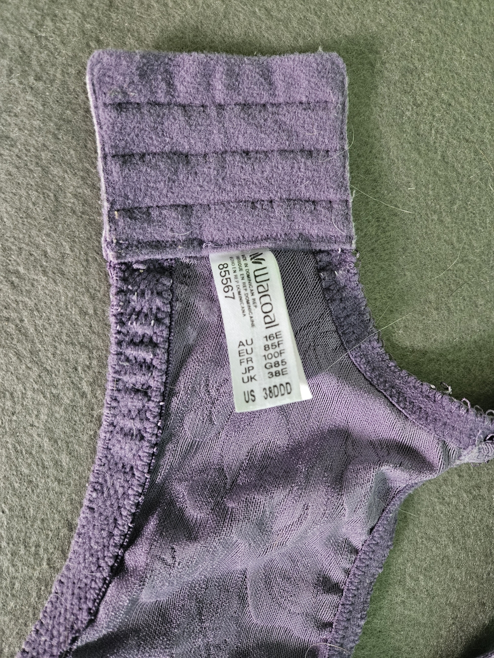 Wacoal Lavender Floral Lace Underwire Bra 38 DDD - Picture 4 of 5